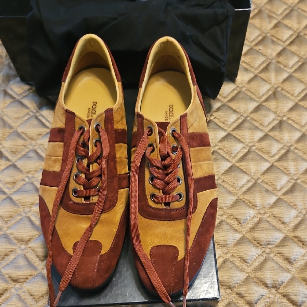 Dolce & Gabbana Brown and Tan Leather Sneakers